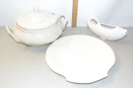 Covered vegetable dish and a further fish shaped jug