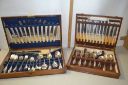 Two cases of silver plated cutlery