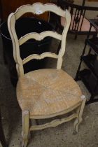 Rush seated ladder back chair with painted frame