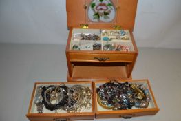 Table top cabinet containing assorted costume jewellery