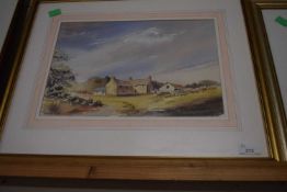 Malcolm Austin, study of a rural farm, watercolour, framed and glazed