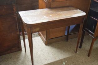 Georgian rosewood veneered folding card table, for restoration