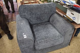 Blue upholstered armchair
