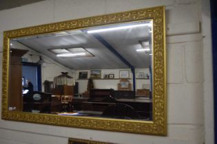Large rectangular bevelled mirror in a gilt effect frame