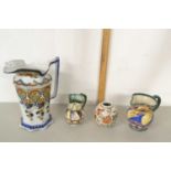 Mixed Lot: Decorated pottery jugs and vases