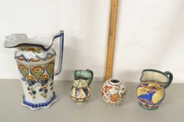 Mixed Lot: Decorated pottery jugs and vases