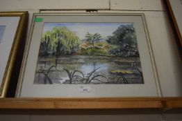 Alma, watercolour study of a lake scene, framed and glazed