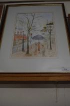 Judith Filsell April in Paris, watercolour, framed and glazed