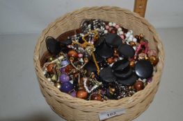 Basket of assorted costume jewellery