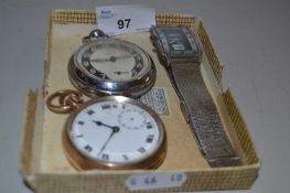 Gold plated pocket watch and others
