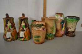 Group of six Burleigh ware figural jugs to include Old Feeding Time, Sally in our Alley, The Runaway