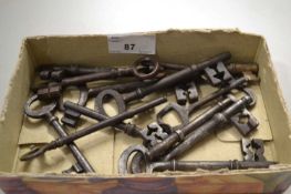 Box of antique iron keys