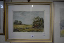 Sussex Hey Field by A Redfern, watercolour, framed and glazed