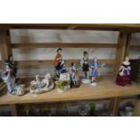 Mixed Lot: British and continental figures to include Coalport figurine, a Worcester model of a