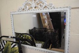 White painted rectangular wall mirror