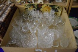 Box of various mixed cut glass drinking glasses, finger bowls etc