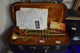 A Corton trumpet, cased