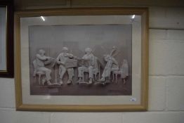 Study of a quartet by Reinnard, 1976, print, framed and glazed