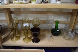 Mixed Lot: Various glass wares to include a set of 20th Century German hock glasses and others