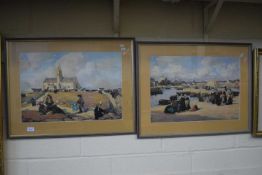 Pair of reproduction prints, framed and glazed