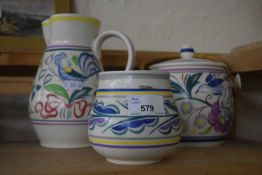 Mixed Lot: Poole Pottery comprising biscuit barrel, jug and vase