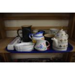 Tray of various mixed ceramics to include small Wedgwood items, Poole Pottery jug etc