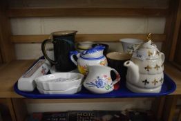 Tray of various mixed ceramics to include small Wedgwood items, Poole Pottery jug etc