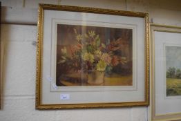 Floral study by S G Stokes, framed and glazed