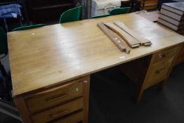 Pine twin pedestal desk