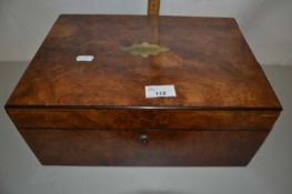 Victorian walnut veneered writing box of hinged rectangular form