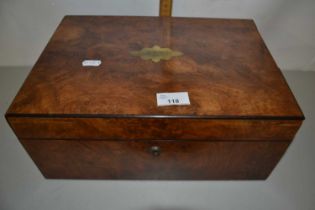 Victorian walnut veneered writing box of hinged rectangular form
