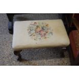 Georgian style cabriole legged and tapestry covered footstool