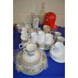Mixed Lot: Various assorted tea and coffee wares, a vintage Essolube bottle and other items