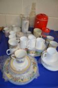 Mixed Lot: Various assorted tea and coffee wares, a vintage Essolube bottle and other items