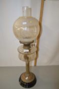 Oil lamp with clear glass font