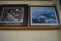 Mixed Lot: Robert Taylor coloured print Lancaster together with a further framed study of a military