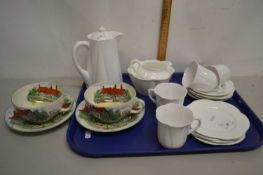 Shelley white glazed tea set together with further Crown Devon cups and saucers