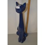 Large blue glazed cat ornament