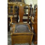 Early 20th Century hardwood commode chair