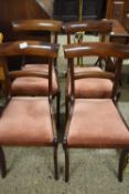 Set of four 19th Century mahogany sabre leg dining chairs