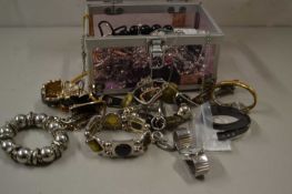 Small case of assorted costume jewellery