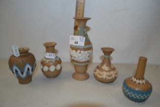 Collection of five small Doulton vases