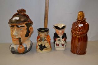 Mixed Lot: Sherlock Holmes tobacco jar plus further Toby jugs etc (4)