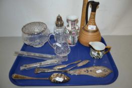 Mixed Lot: Reproduction Chinese vase, a Greek pottery jug, various glass wares, cutlery etc