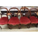 Set of four Victorian mahogany balloon back dining chairs