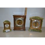 Mixed Lot: A Windsor Bishop green onyx cased mantel clock together with a further example by Swiza