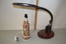 Jersey Pottery table lamp together with a further adjustable lamp