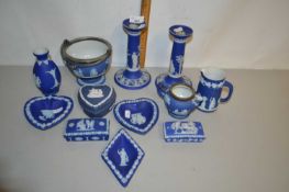Collection of various blue Wedgwood Jasper wares