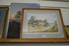 Early 20th Century study of a riverside scene, oil on board, unframed together with further
