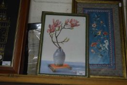 Mixed Lot: Lawrence Perugini - Study of magnolia flowers together with two Egyptian papyrus prints